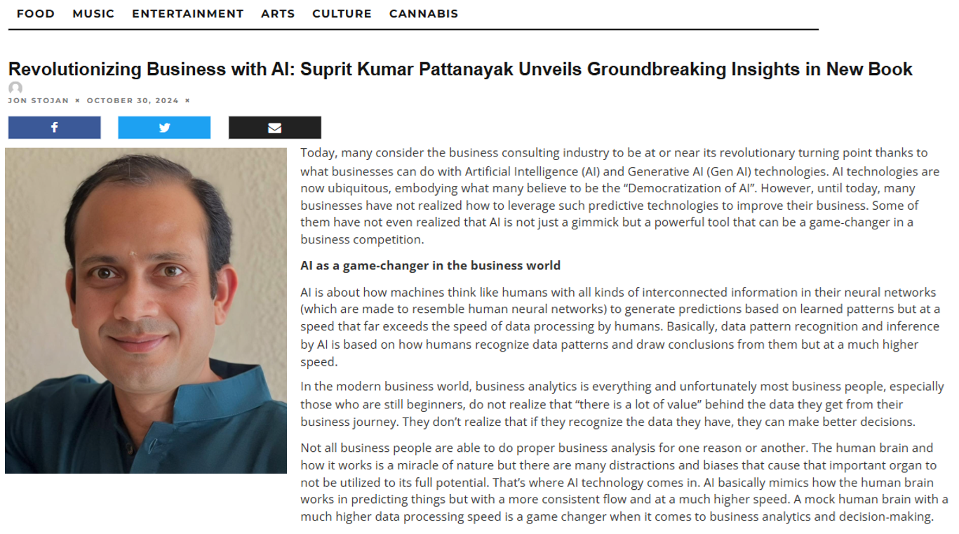 Article: Revolutionizing Business with AI: Suprit Kumar Pattanayak Unveils Groundbreaking Insights in New Book