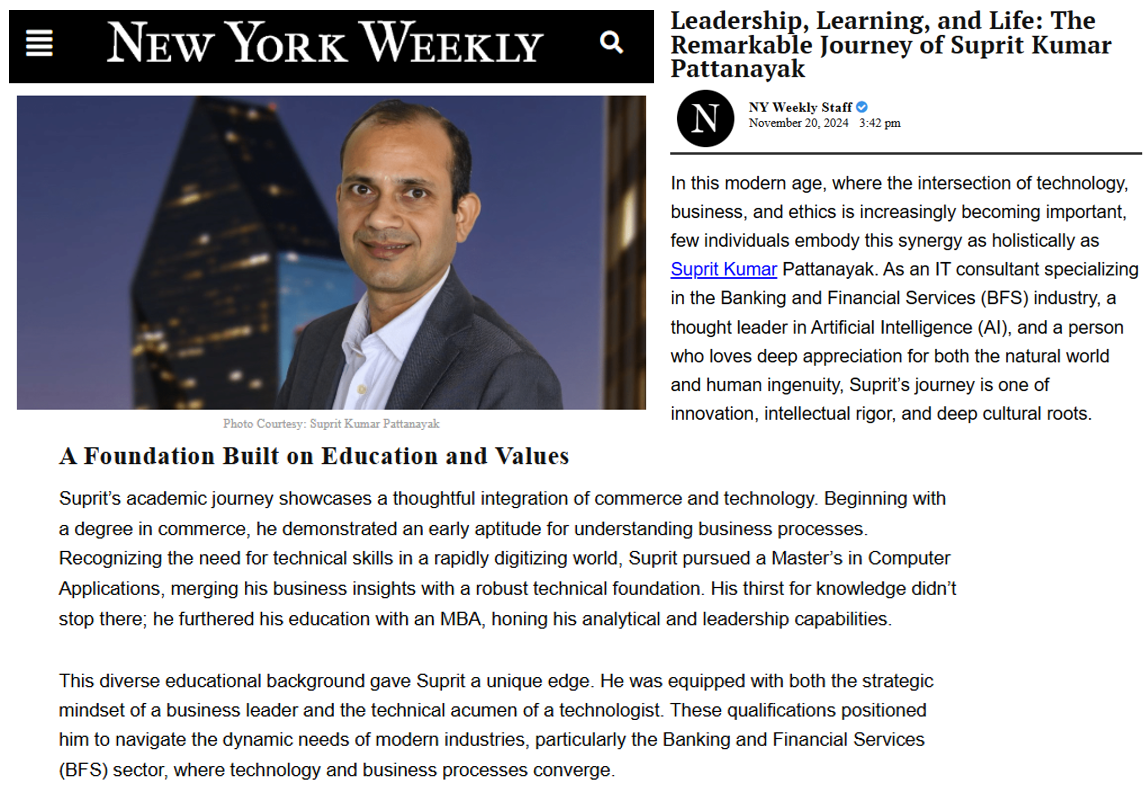 Article: Leadership, Learning, and Life: The Remarkable Journey of Suprit Kumar Pattanayak