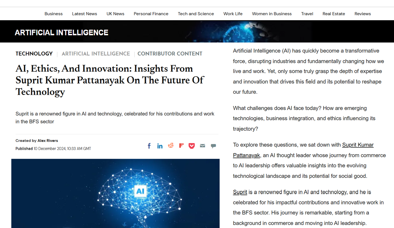 Article: AI, Ethics, And Innovation: Insights From Suprit Kumar Pattanayak On The Future Of Technology