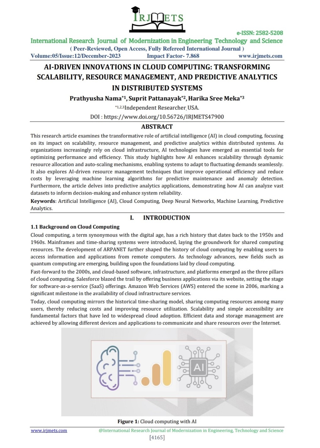 Article: AI-Driven Innovations in Cloud Computing: Transforming Scalability, Resource Management, and Predictive Analytics in Distributed Systems