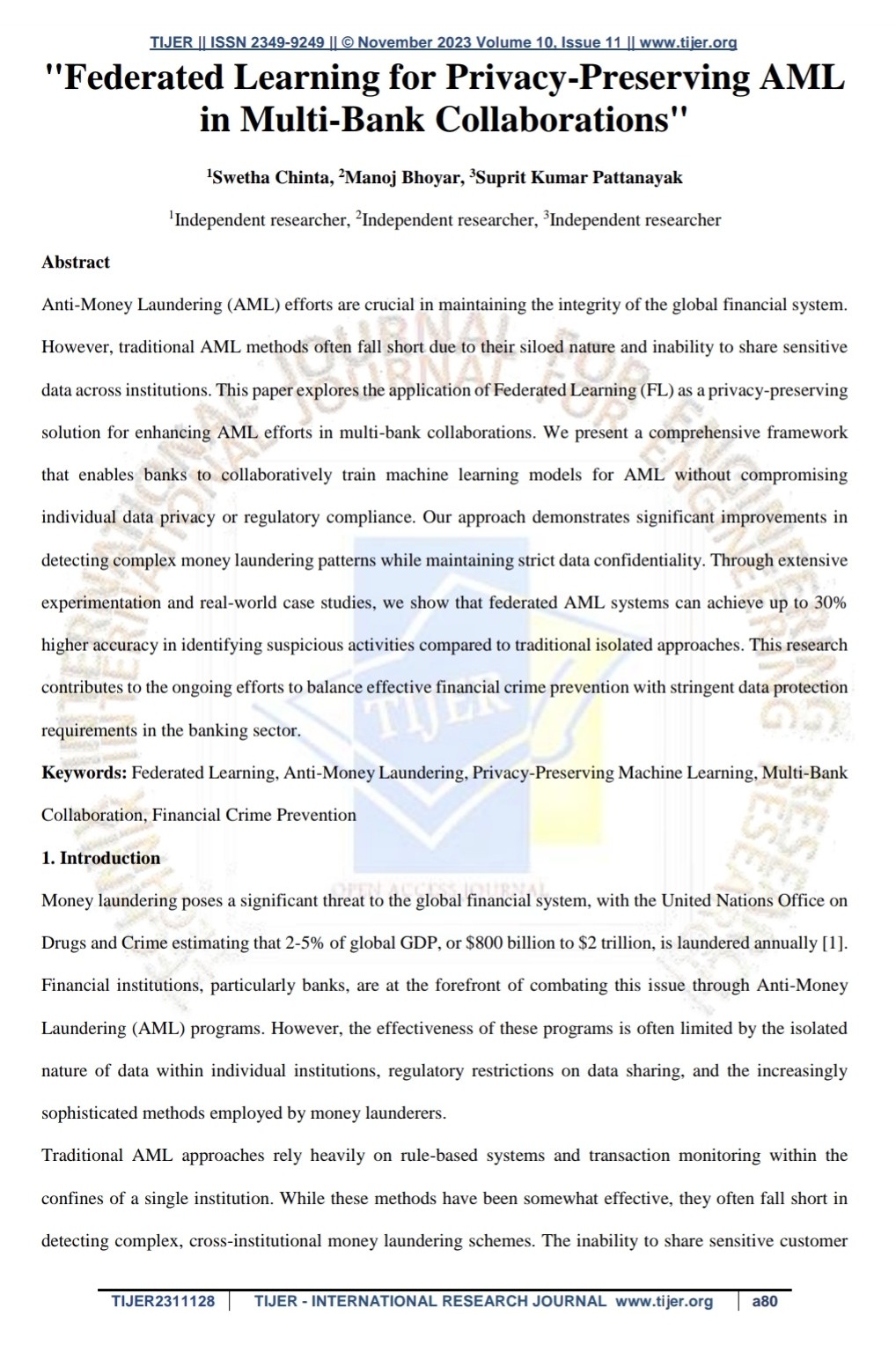 Article: Federated Learning for Privacy-Preserving AML in Multi-Bank Collaborations