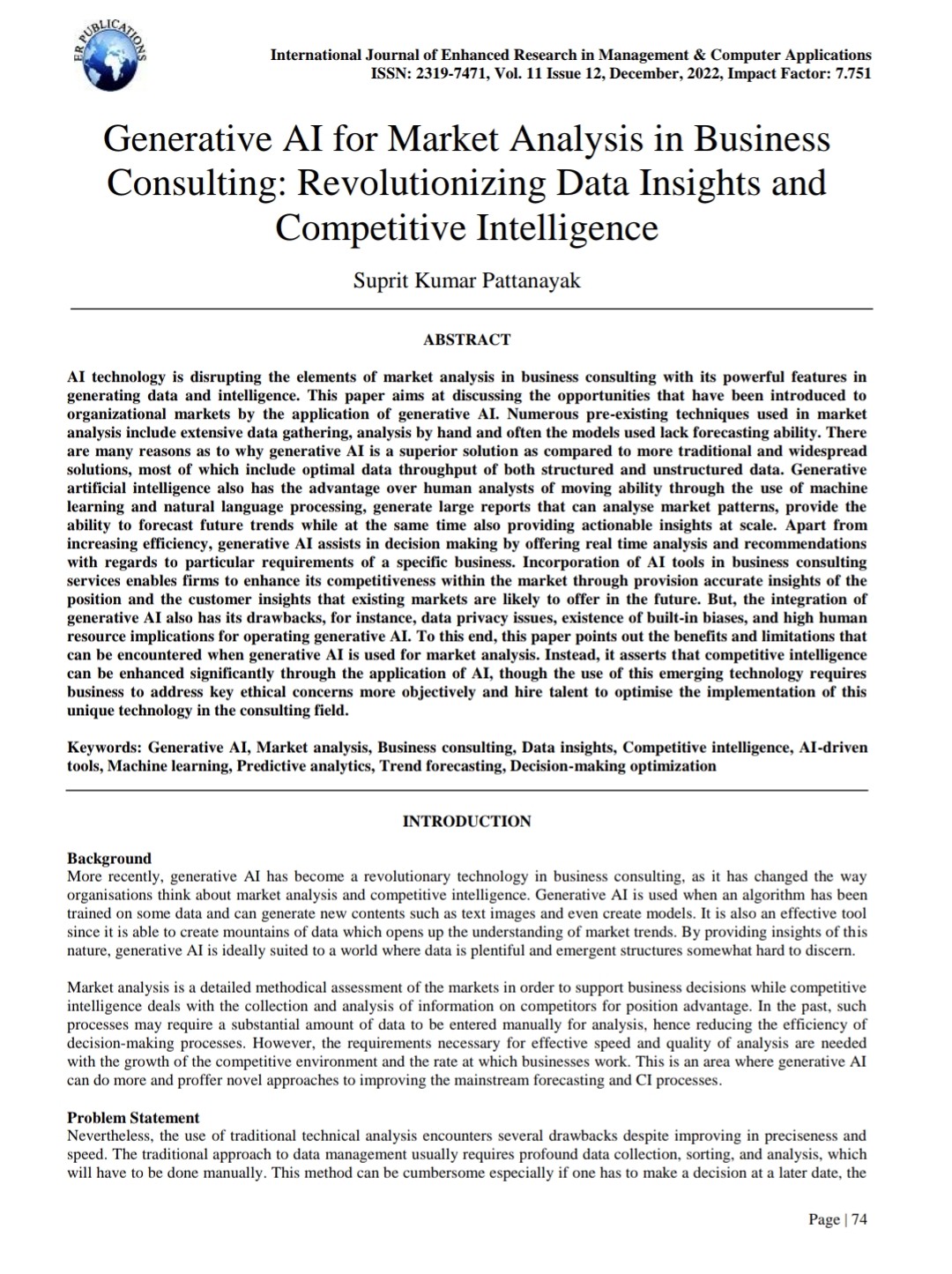 Article: Generative AI for Market Analysis in Business Consulting: Revolutionizing Data Insights and Competitive Intelligence